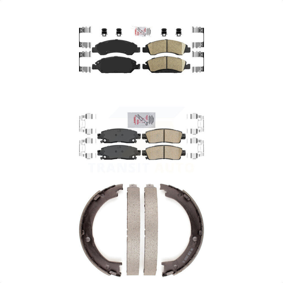 Front Rear Ceramic Disc Brake Pads And Parking Shoes Kit For Cadillac XTS KNN-100342
