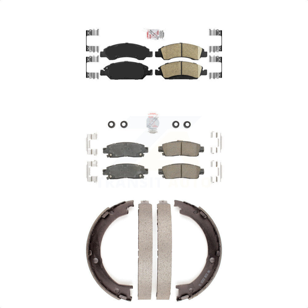 Front Rear Ceramic Disc Brake Pads And Parking Shoes Kit For Cadillac XTS KNN-100346