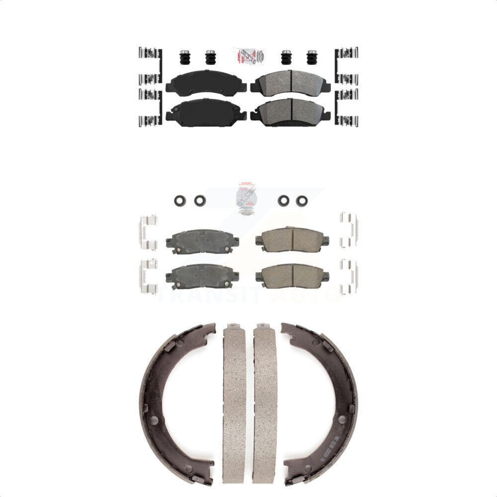 Front Semi-Metallic Rear Ceramic Disc Brake Pads And Parking Shoes Kit For KNN-100347