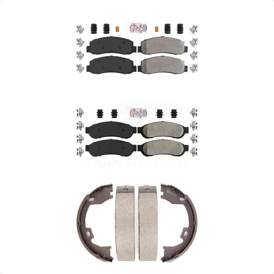 Front Rear Semi-Metallic Disc Brake Pads And Parking Shoes Kit For KNN-100352