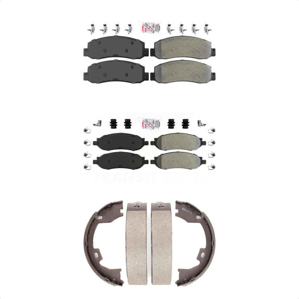 Front Rear Semi-Metallic Disc Brake Pads And Parking Shoes Kit For Ford F-350 KNN-100355