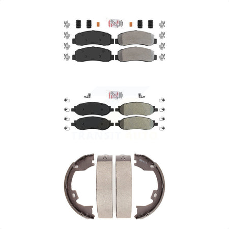 Front Rear Semi-Metallic Disc Brake Pads And Parking Shoes Kit For Ford F-350 KNN-100358
