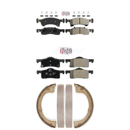 Front Rear Semi-Metallic Disc Brake Pads And Parking Shoes Kit For Ford KNN-100359