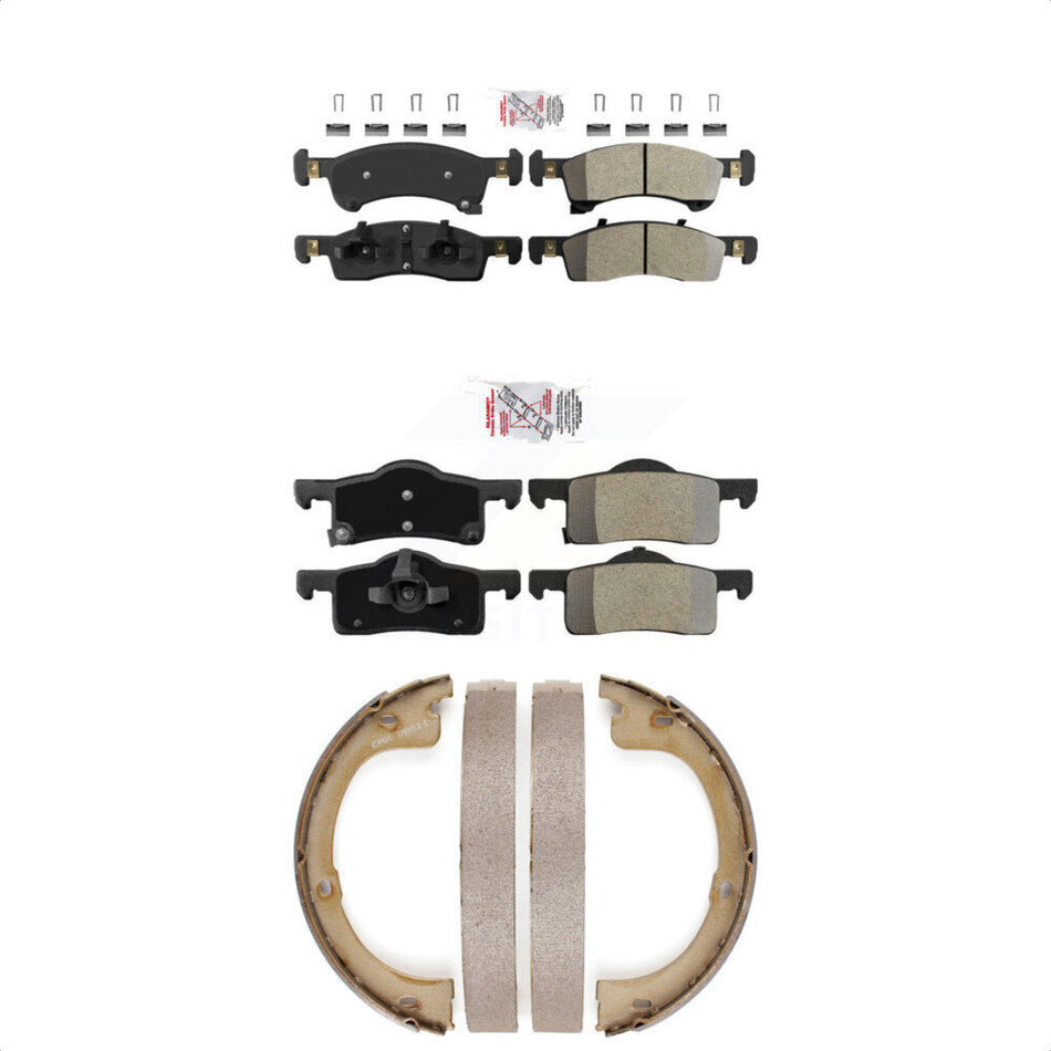 Front Rear Semi-Metallic Disc Brake Pads And Parking Shoes Kit For Ford KNN-100359