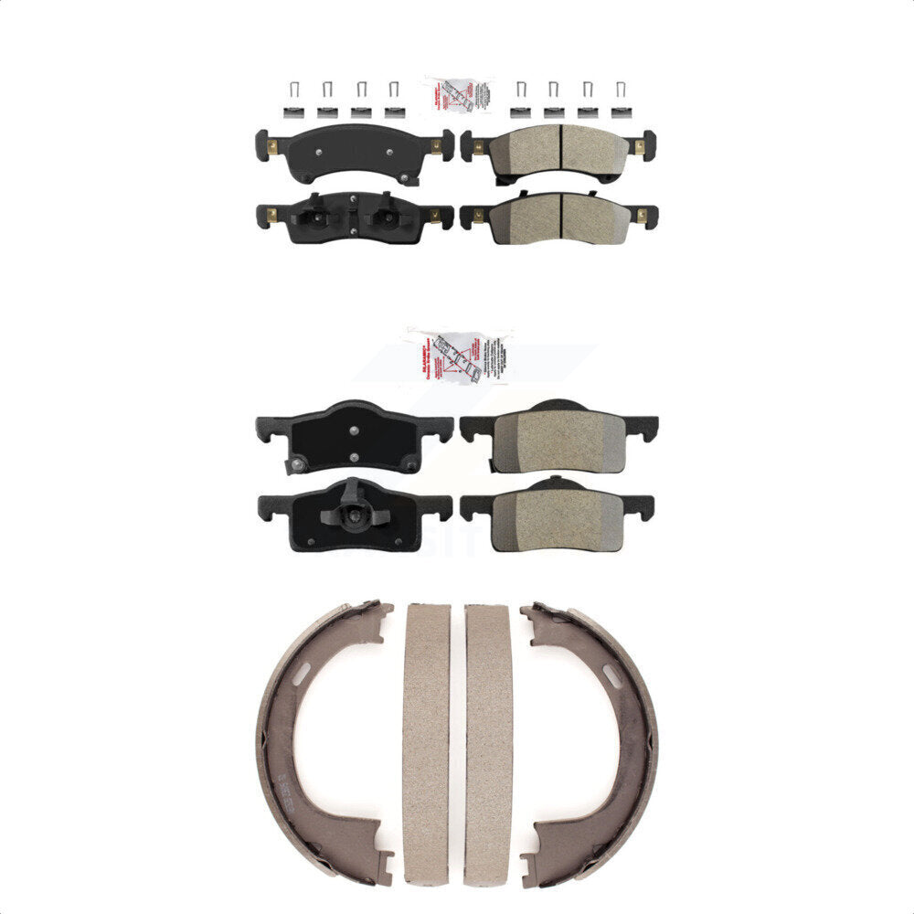 Front Rear Semi-Metallic Disc Brake Pads And Parking Shoes Kit For KNN-100360