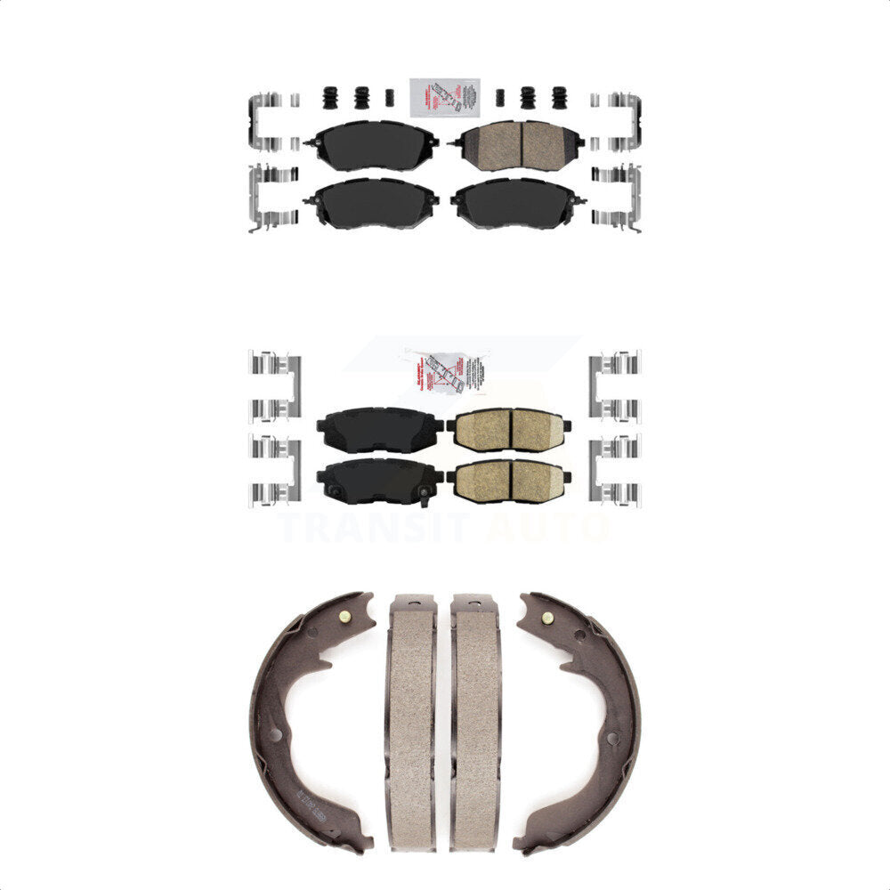 Front Rear Ceramic Disc Brake Pads And Parking Shoes Kit For Subaru Outback KNN-100372