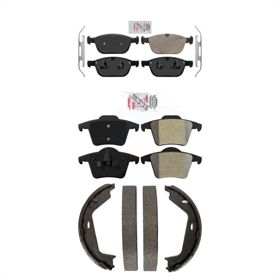 Front Ceramic Rear Semi-Metallic Disc Brake Pads And Parking Shoes Kit For KNN-100378