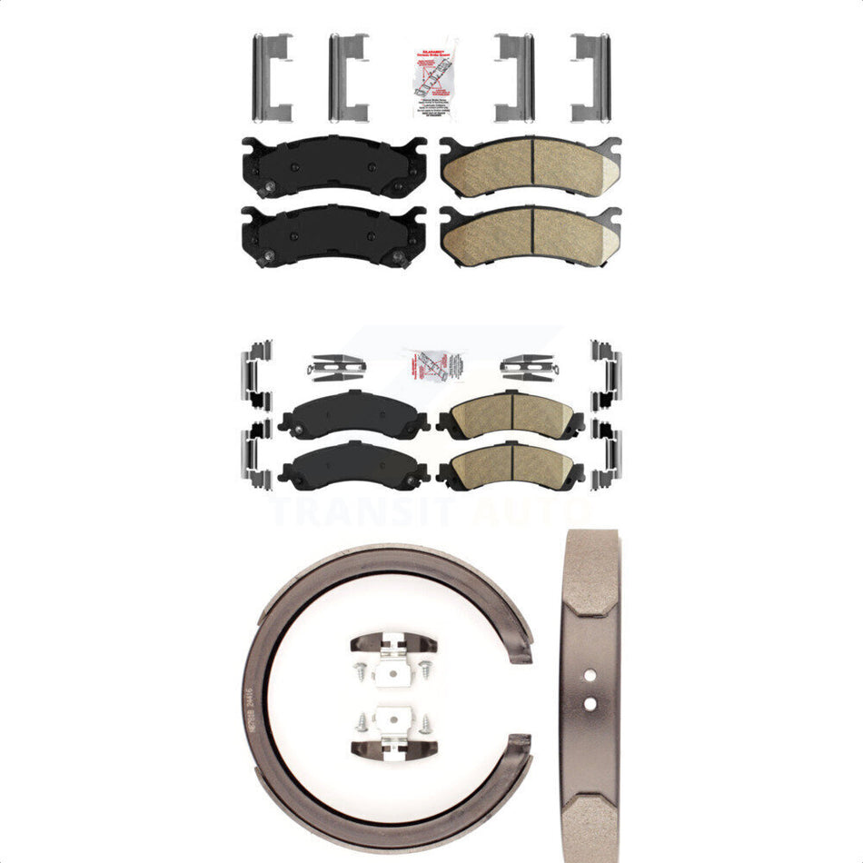 Front Rear Ceramic Disc Brake Pads And Parking Shoes Kit For Chevrolet GMC XL KNN-100381