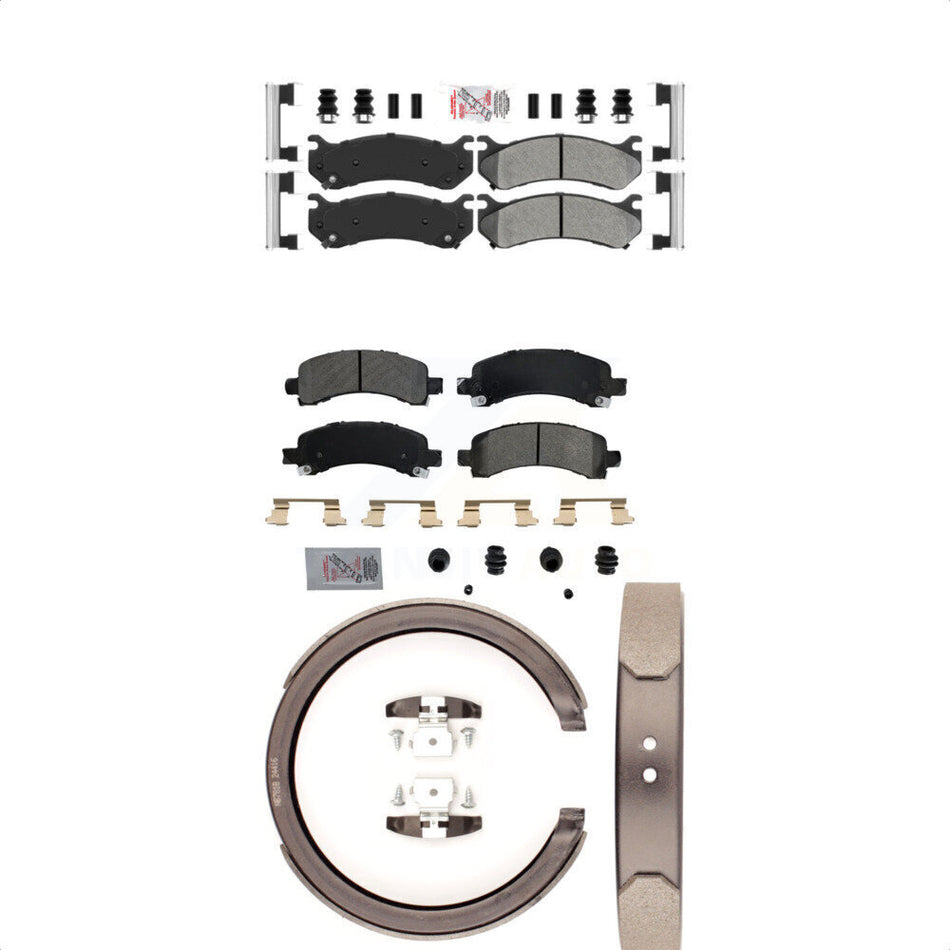 Front Rear Semi-Metallic Disc Brake Pads And Parking Shoes Kit For Chevrolet KNN-100386