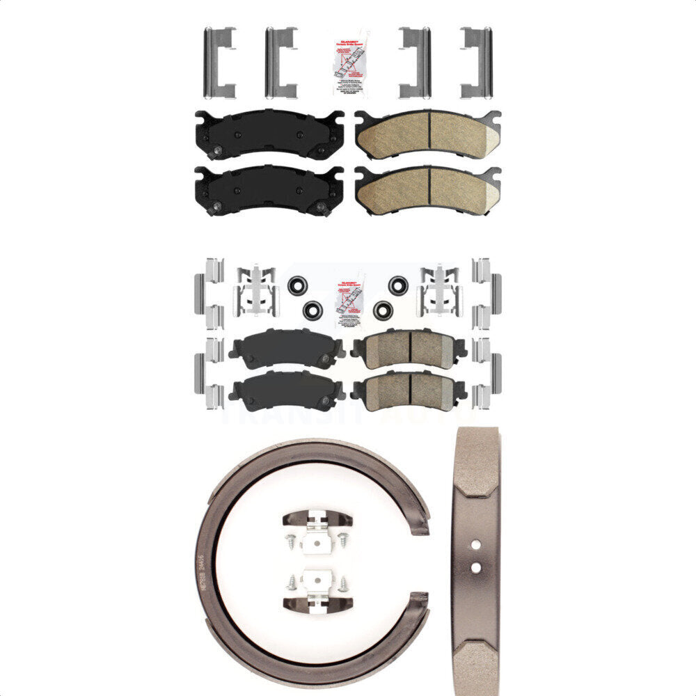 Front Rear Ceramic Disc Brake Pads And Parking Shoes Kit For Chevrolet GMC XL KNN-100389