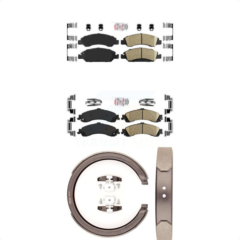 Front Rear Ceramic Disc Brake Pads And Parking Shoes Kit For Chevrolet 1500 KNN-100391