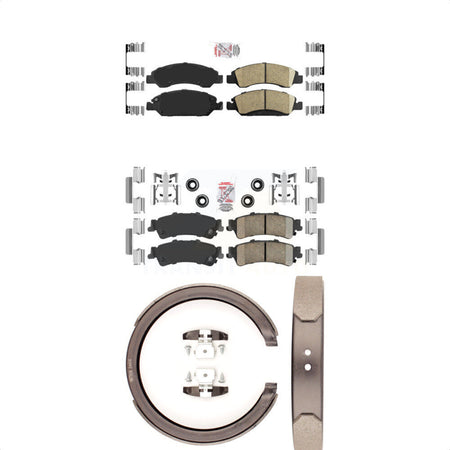 Front Rear Ceramic Disc Brake Pads And Parking Shoes Kit For Chevrolet GMC KNN-100398