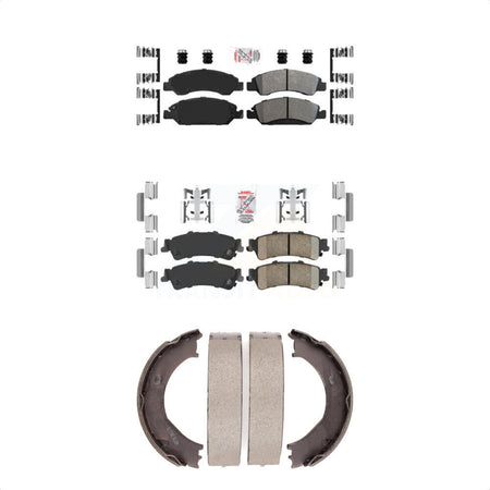 Front Semi-Metallic Rear Ceramic Disc Brake Pads And Parking Shoes Kit For GMC KNN-100405