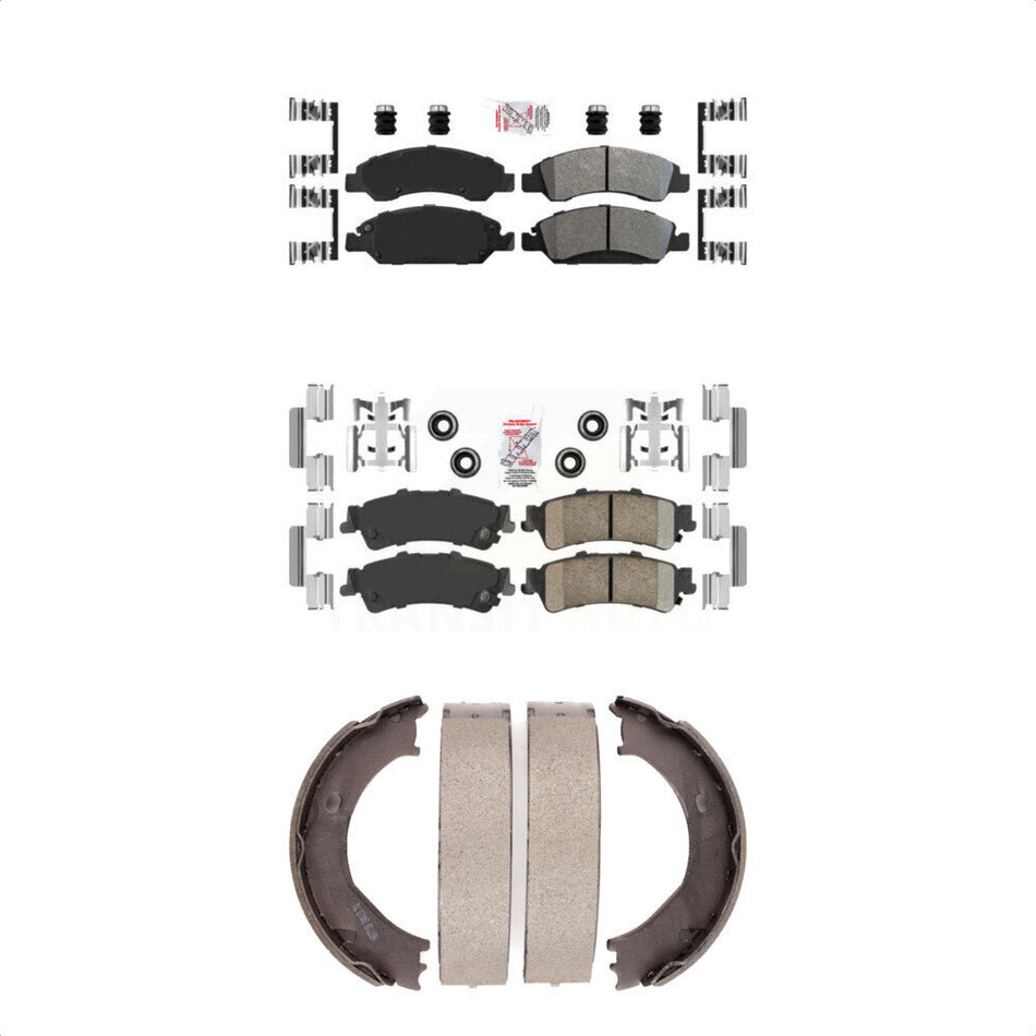 Front Semi-Metallic Rear Ceramic Disc Brake Pads And Parking Shoes Kit For GMC KNN-100408