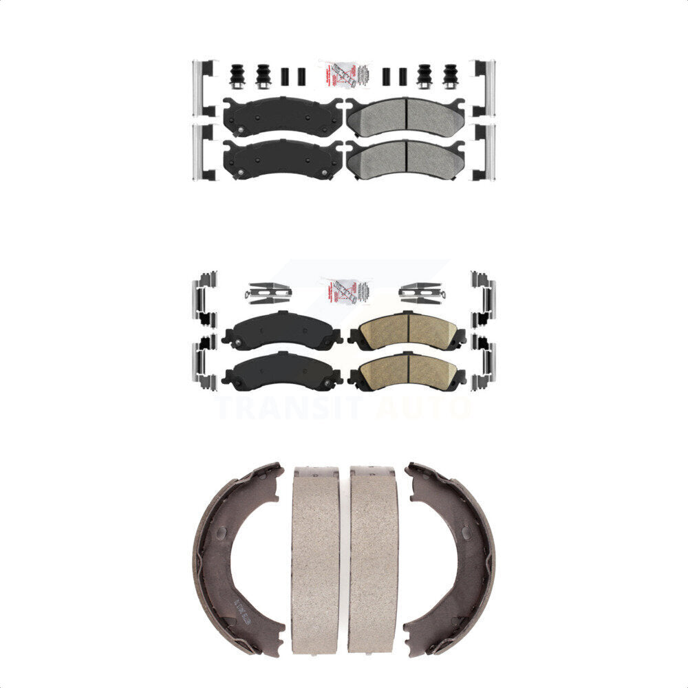 Front Semi-Metallic Rear Ceramic Disc Brake Pads And Parking Shoes Kit For GMC KNN-100410