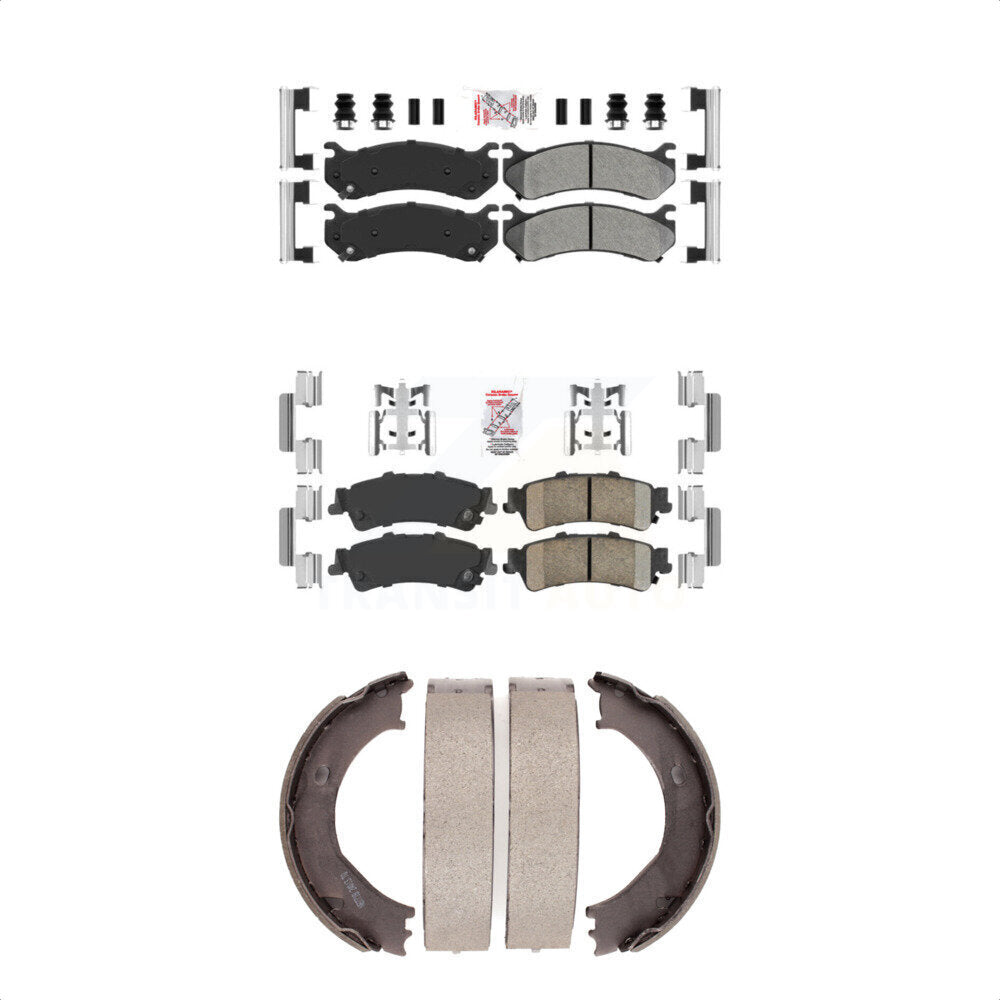 Front Semi-Metallic Rear Ceramic Disc Brake Pads And Parking Shoes Kit For GMC KNN-100412