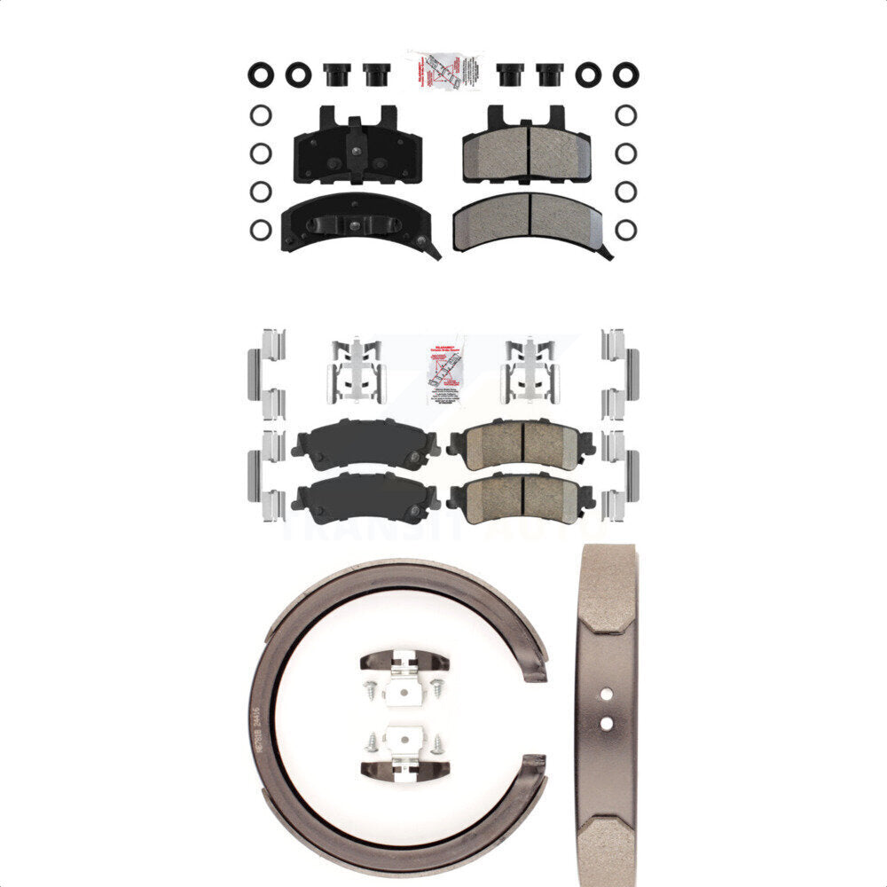 Front Semi-Metallic Rear Ceramic Disc Brake Pads And Parking Shoes Kit For KNN-100418