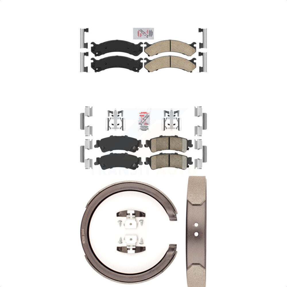 Front Rear Ceramic Disc Brake Pads And Parking Shoes Kit For Cadillac DTS KNN-100423