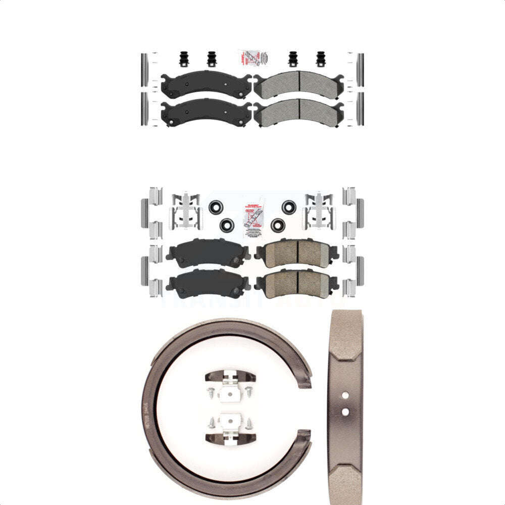 Front Semi-Metallic Rear Ceramic Disc Brake Pads And Parking Shoes Kit For DTS KNN-100424