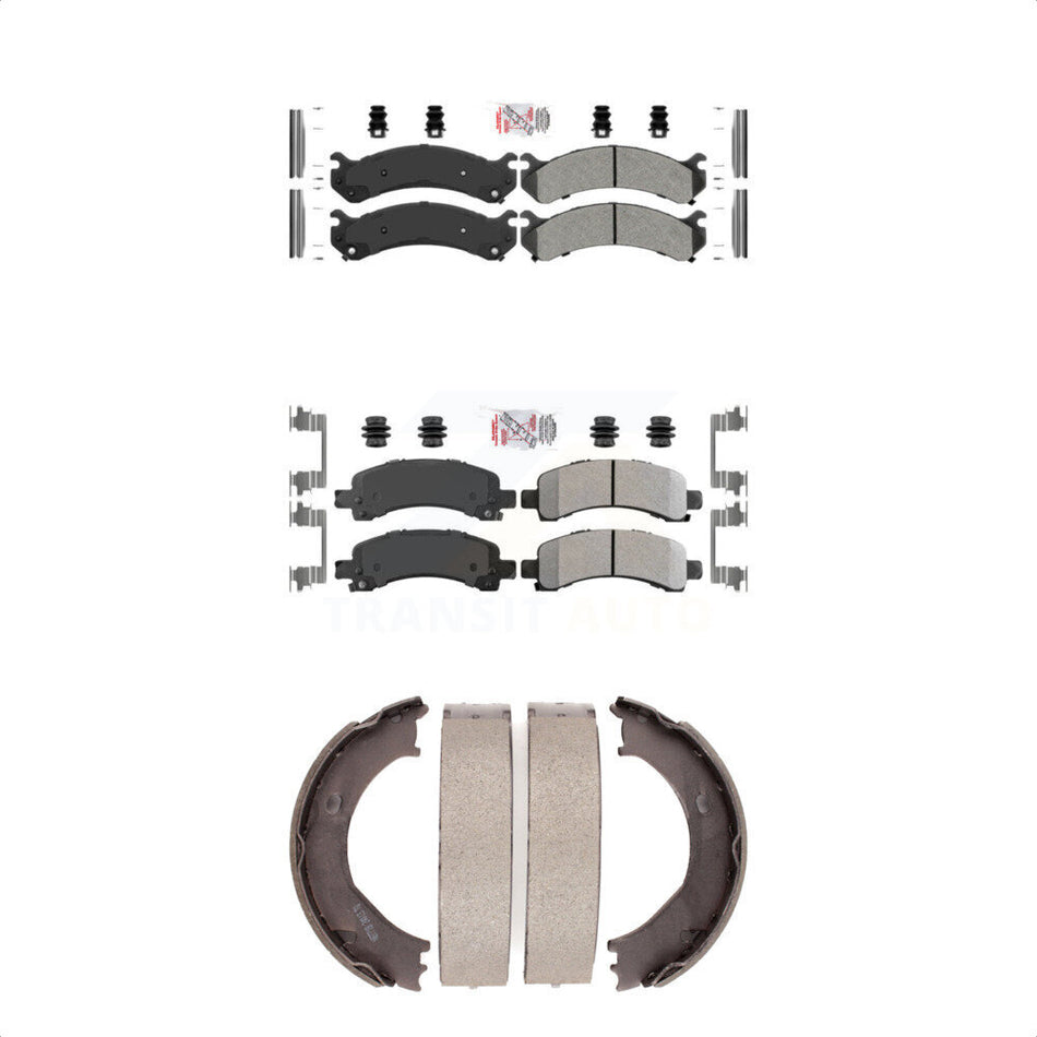 Front Rear Semi-Metallic Disc Brake Pads And Parking Shoes Kit For Chevrolet KNN-100430