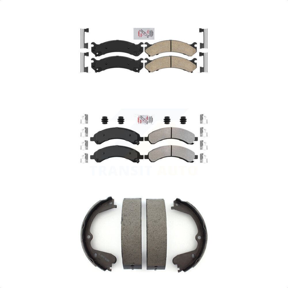 Front Ceramic Rear Semi-Metallic Disc Brake Pads And Parking Shoes Kit For GMC KNN-100433