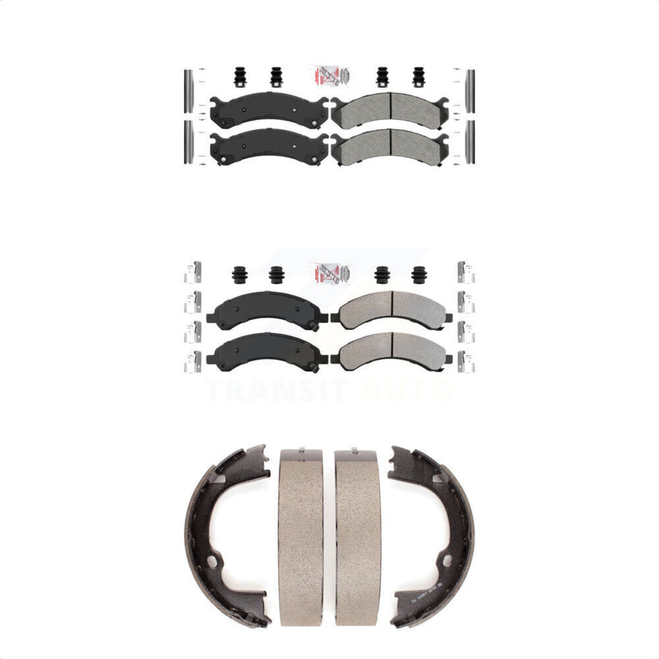 Front Rear Semi-Metallic Disc Brake Pads And Parking Shoes Kit For KNN-100438