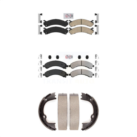 Front Ceramic Rear Semi-Metallic Disc Brake Pads And Parking Shoes Kit For KNN-100439