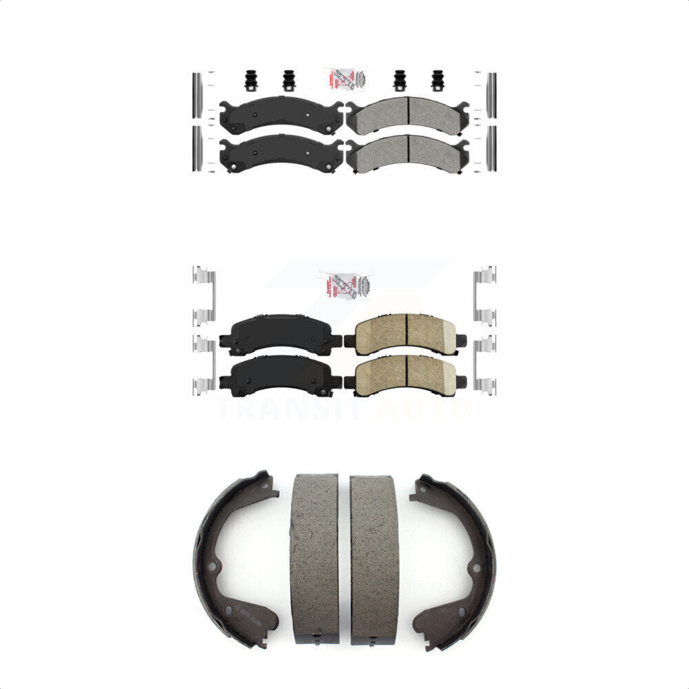 Front Semi-Metallic Rear Ceramic Disc Brake Pads And Parking Shoes Kit For GMC KNN-100440