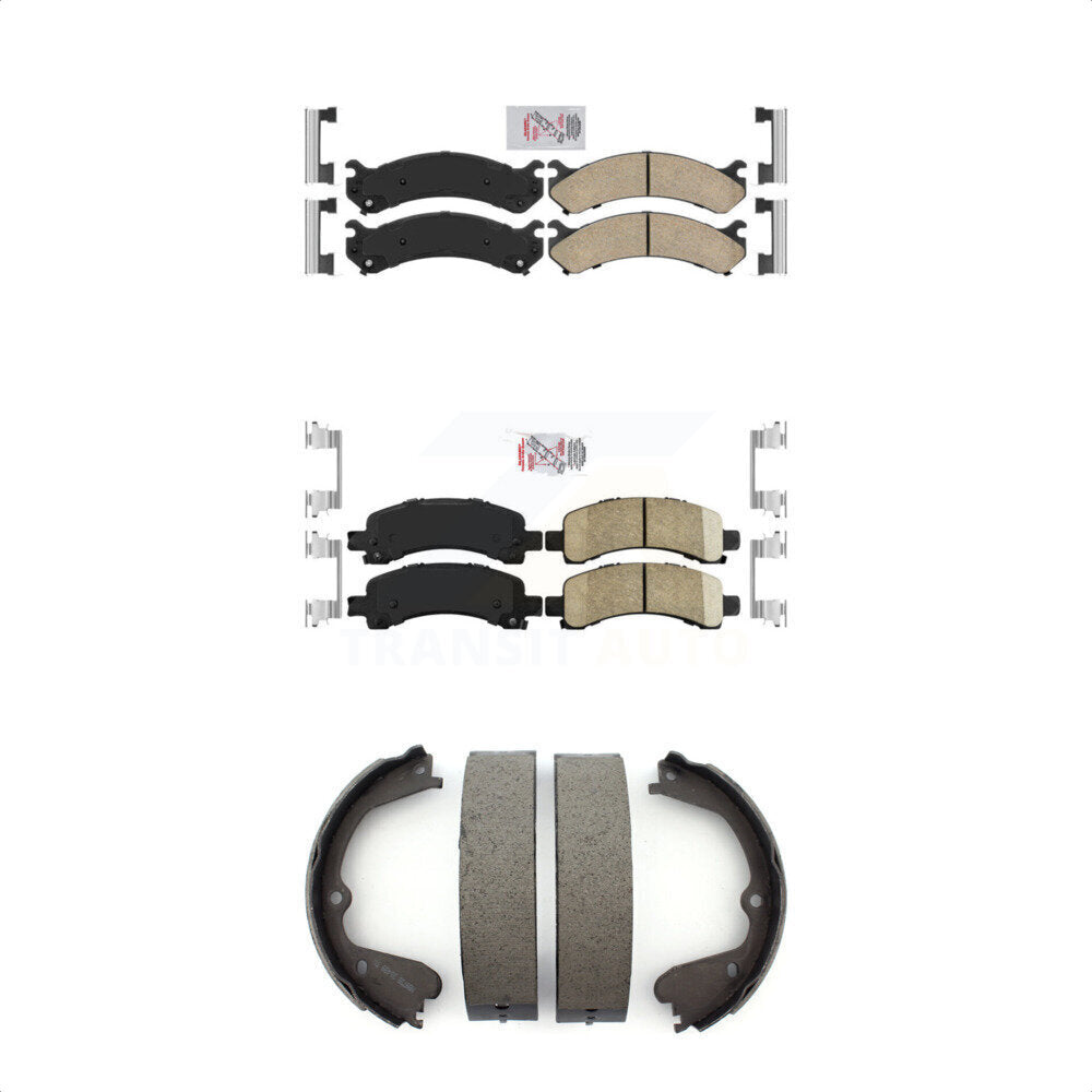 Front Rear Ceramic Disc Brake Pads And Parking Shoes Kit For GMC Savana 3500 KNN-100441
