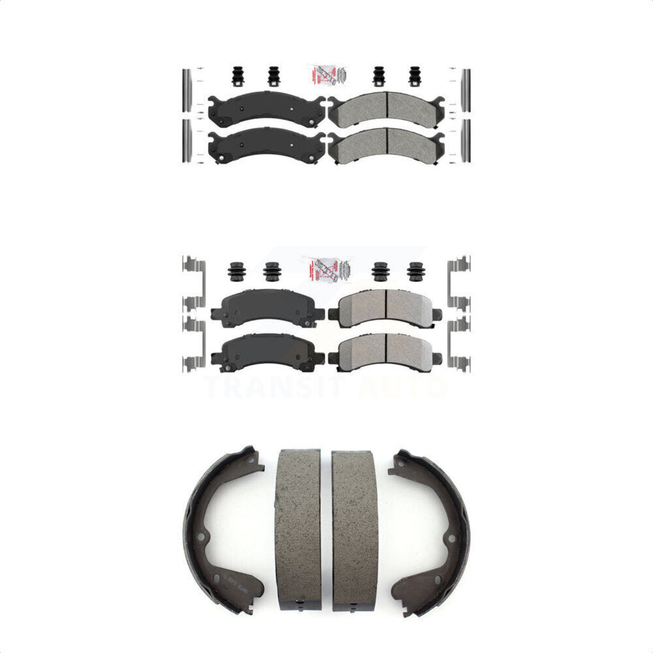 Front Rear Semi-Metallic Disc Brake Pads And Parking Shoes Kit For GMC Savana KNN-100442