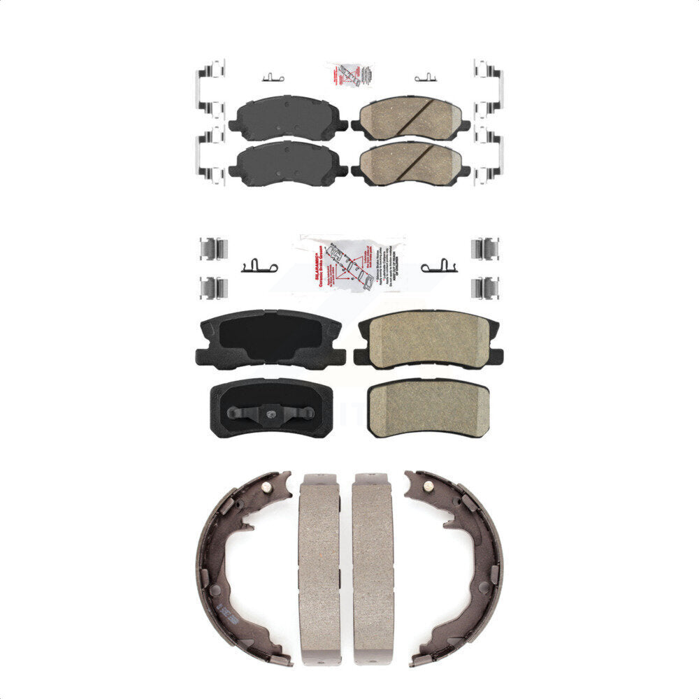 Front Rear Ceramic Disc Brake Pads And Parking Shoes Kit For Jeep Mitsubishi KNN-100445