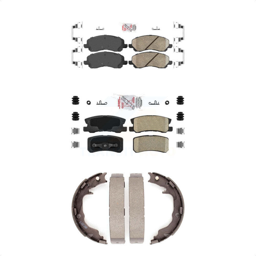 Front Rear Ceramic Disc Brake Pads And Parking Shoes Kit For Jeep Mitsubishi KNN-100447