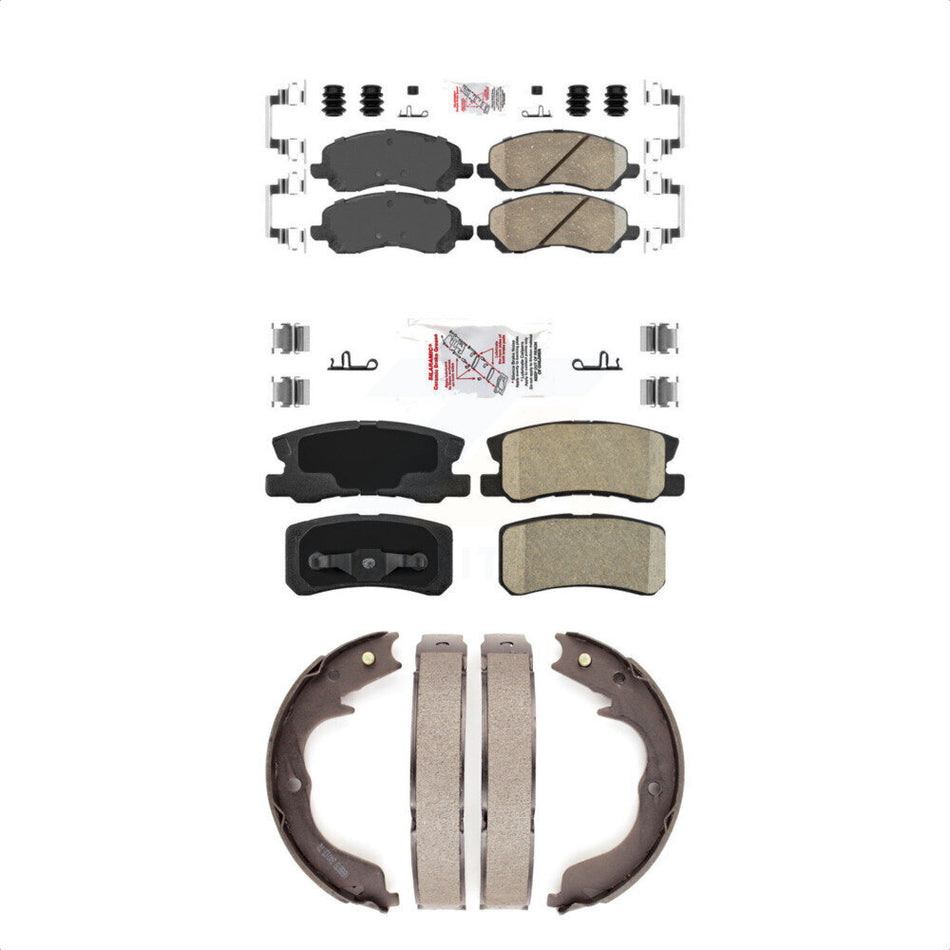 Front Rear Ceramic Disc Brake Pads And Parking Shoes Kit For KNN-100452