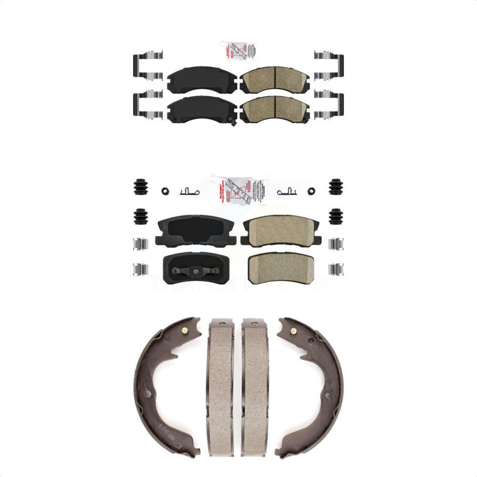 Front Rear Ceramic Disc Brake Pads And Parking Shoes Kit For Mitsubishi Lancer KNN-100457