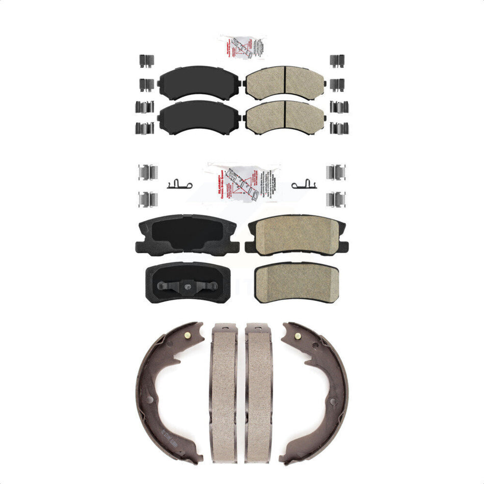 Front Semi-Metallic Rear Ceramic Disc Brake Pads And Parking Shoes Kit For KNN-100462