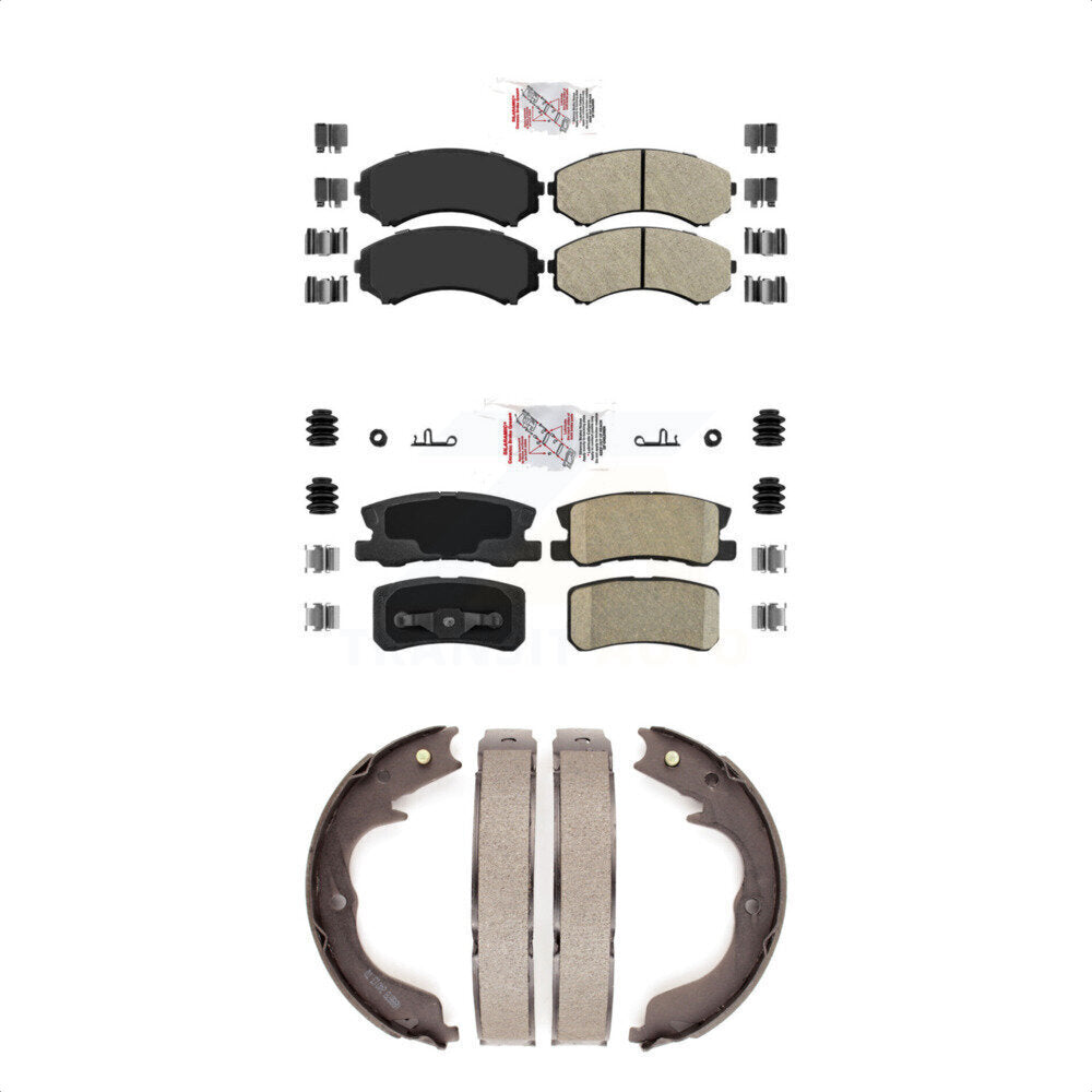 Front Semi-Metallic Rear Ceramic Disc Brake Pads And Parking Shoes Kit For KNN-100463