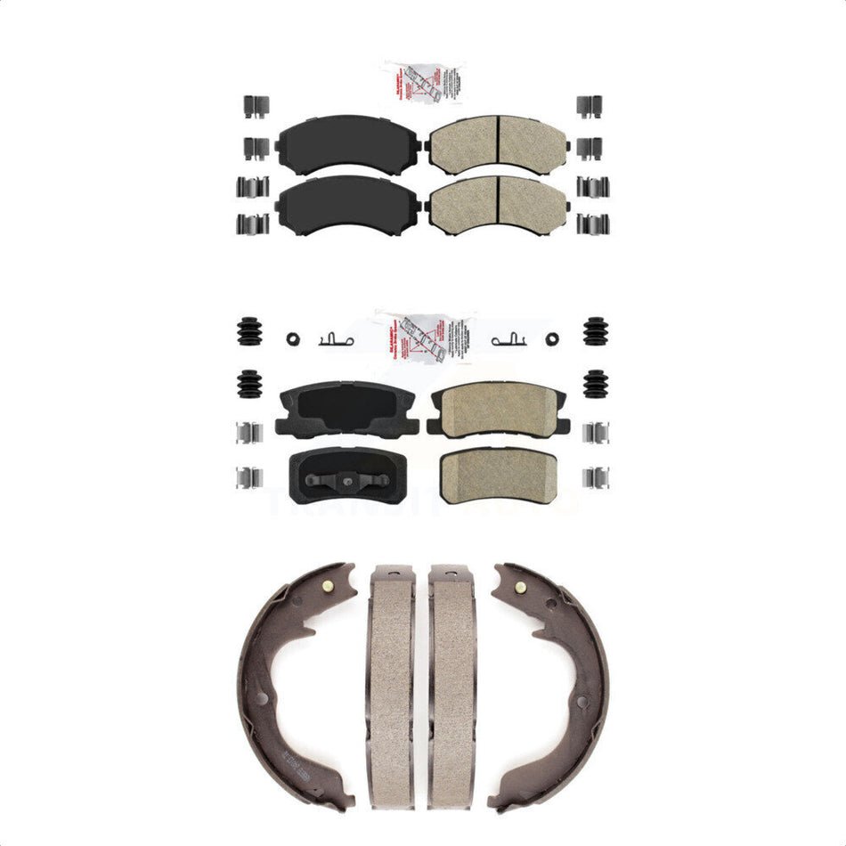 Front Semi-Metallic Rear Ceramic Disc Brake Pads And Parking Shoes Kit For KNN-100463