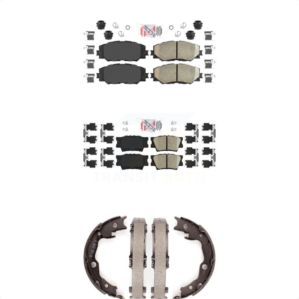 Front Rear Ceramic Disc Brake Pads And Parking Shoes Kit For Toyota RAV4 Lexus KNN-100486