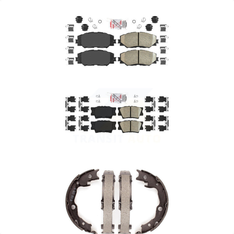 Front Rear Ceramic Disc Brake Pads And Parking Shoes Kit For Toyota RAV4 Lexus KNN-100486