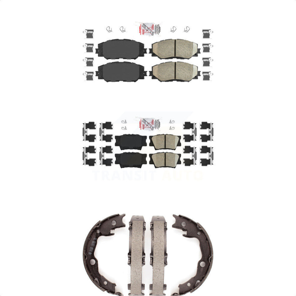 Front Rear Ceramic Disc Brake Pads And Parking Shoes Kit For Toyota RAV4 Lexus KNN-100487
