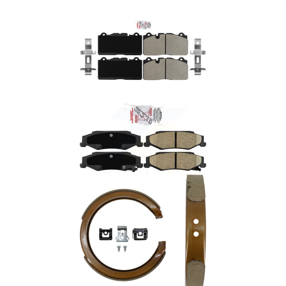 Front Semi-Metallic Rear Ceramic Disc Brake Pads And Parking Shoes Kit For KNN-100512