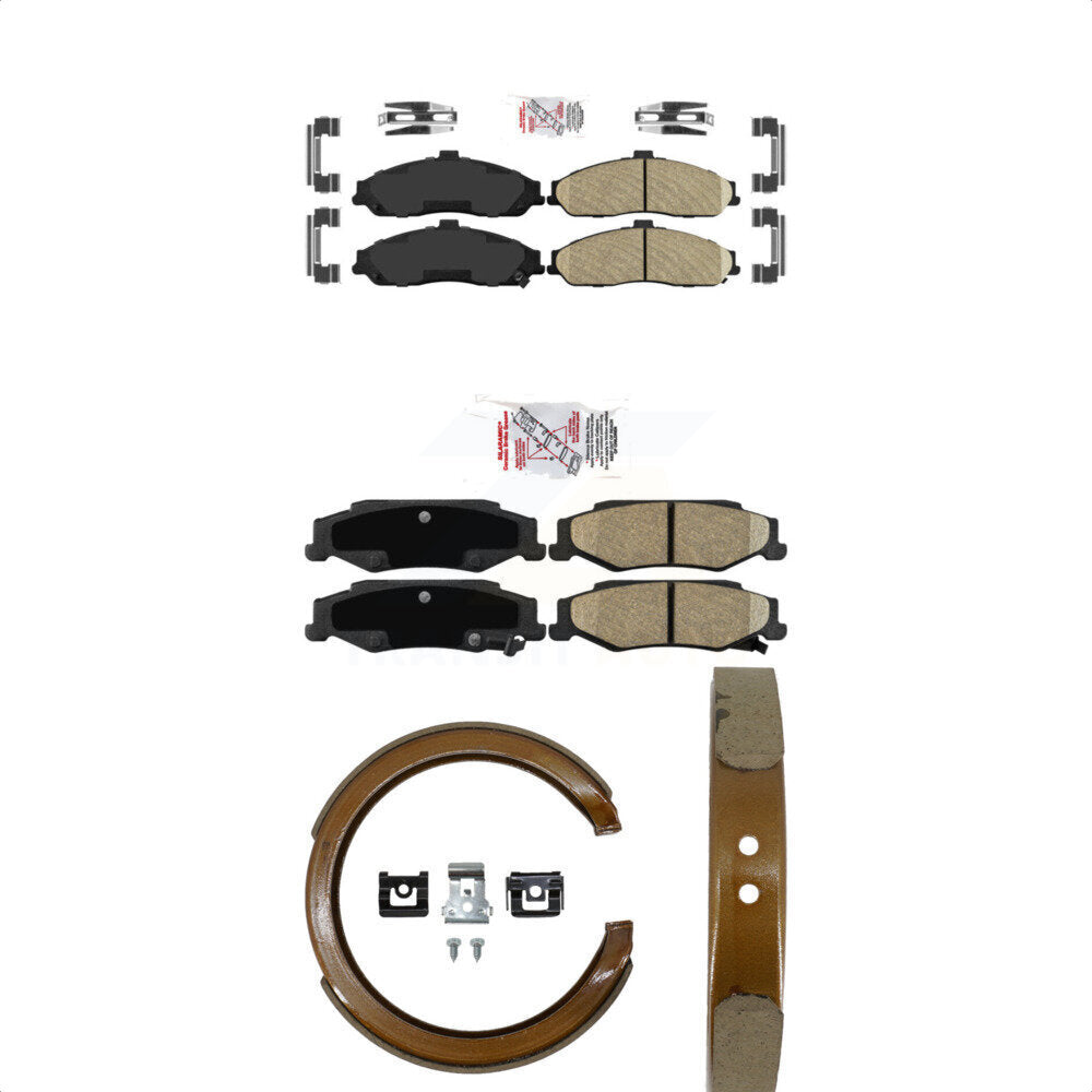 Front Rear Ceramic Disc Brake Pads And Parking Shoes Kit For Chevrolet XLR KNN-100513