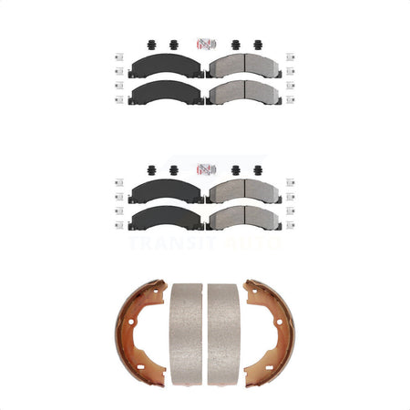 Front Rear Semi-Metallic Disc Brake Pads And Parking Shoes Kit For Ram Dodge KNN-100515