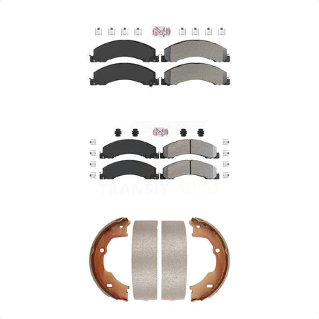 Front Rear Semi-Metallic Disc Brake Pads And Parking Shoes Kit For Ram Dodge KNN-100516