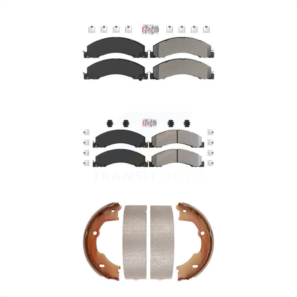Front Rear Semi-Metallic Disc Brake Pads And Parking Shoes Kit For Ram Dodge KNN-100516