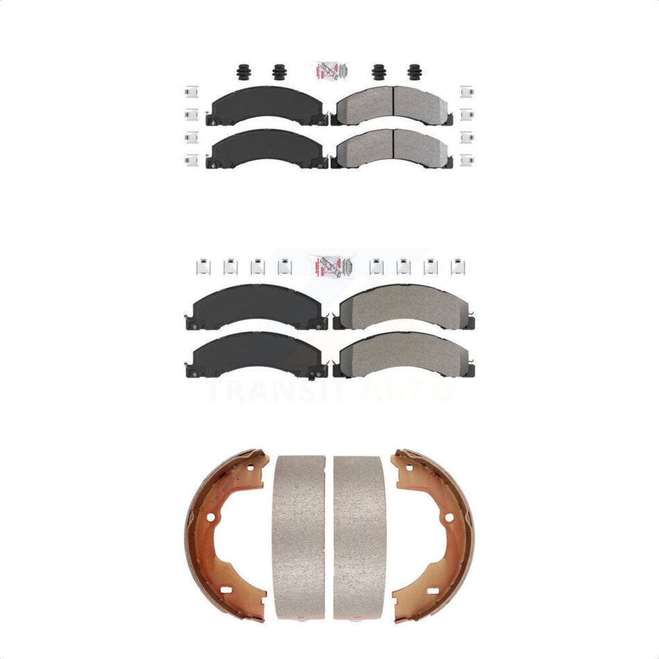 Front Rear Semi-Metallic Disc Brake Pads And Parking Shoes Kit For Ram Dodge KNN-100517