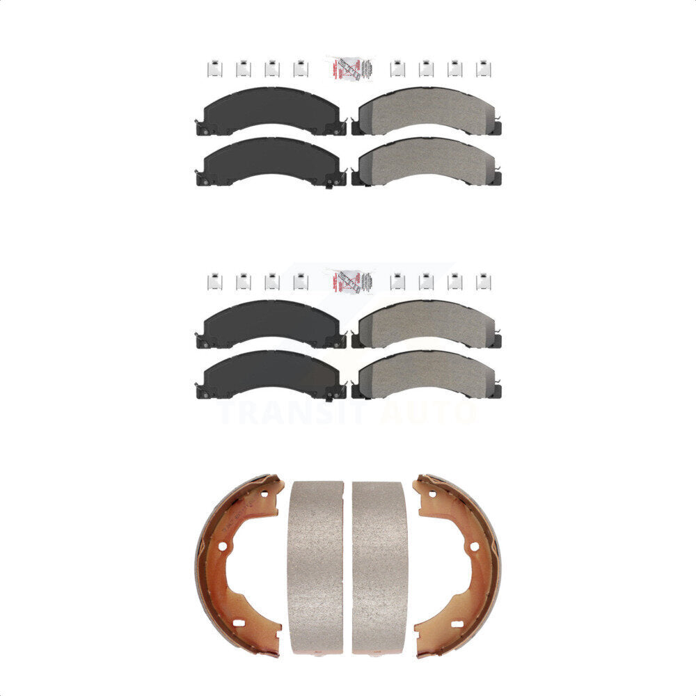 Front Rear Semi-Metallic Disc Brake Pads And Parking Shoes Kit For Ram Dodge KNN-100518