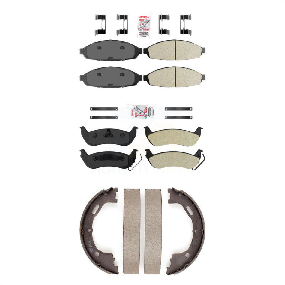 Front Rear Semi-Metallic Disc Brake Pads And Parking Shoes Kit For Lincoln Car KNN-100520