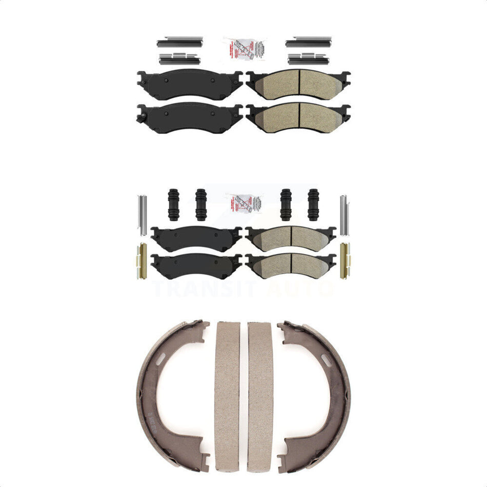 Front Rear Semi-Metallic Disc Brake Pads And Parking Shoes Kit For KNN-100523