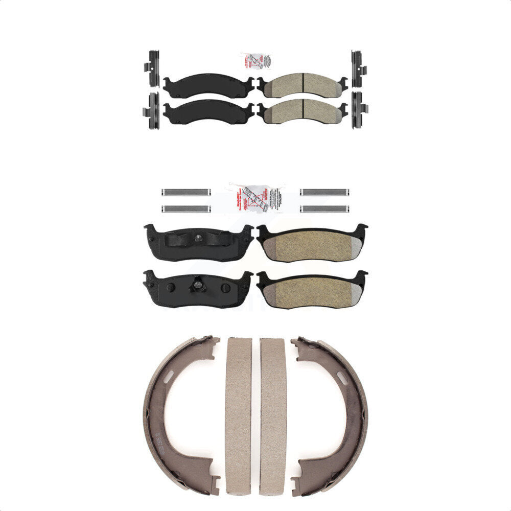 Front Rear Semi-Metallic Disc Brake Pads And Parking Shoes Kit For Ford F-250 KNN-100526